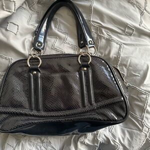 Ann Taylor faux snakeskin chain and zip bag